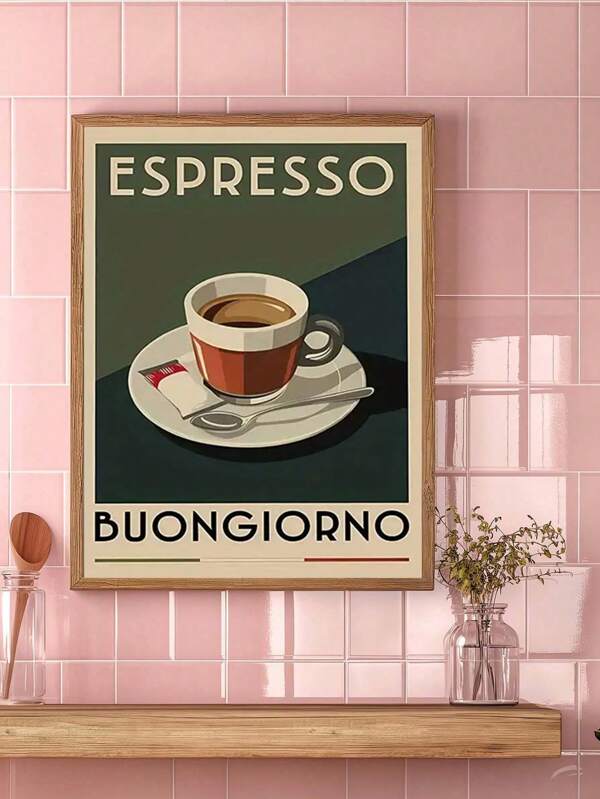 1 pieza Cartel de arte déco retro de café - Decoración de pared colgante vintage sin marco para el hogar, oficina, dormitorio, sala de estar, cocina, decoración de habitación, decoración de pared, arte de pared