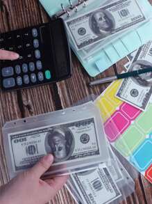 1pc A6 Faux Leather Budget Planner Set With 12 Zipper Bags - Cash/Card Organizer For Daily Office Use