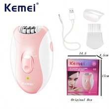 Kemei KM-189B 女士脱毛器，防水脱毛器，女士腋下脱毛器，USB充电式无线脱毛器，适用于腋下、腿部、比基尼部位脱毛，USB接口