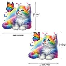 1/2/3 piezas Parches de tela con estampados de mariposa lindos y gato colorido para transferencia de calor, decoración DIY en ropa, sombreros, almohadas, mantas