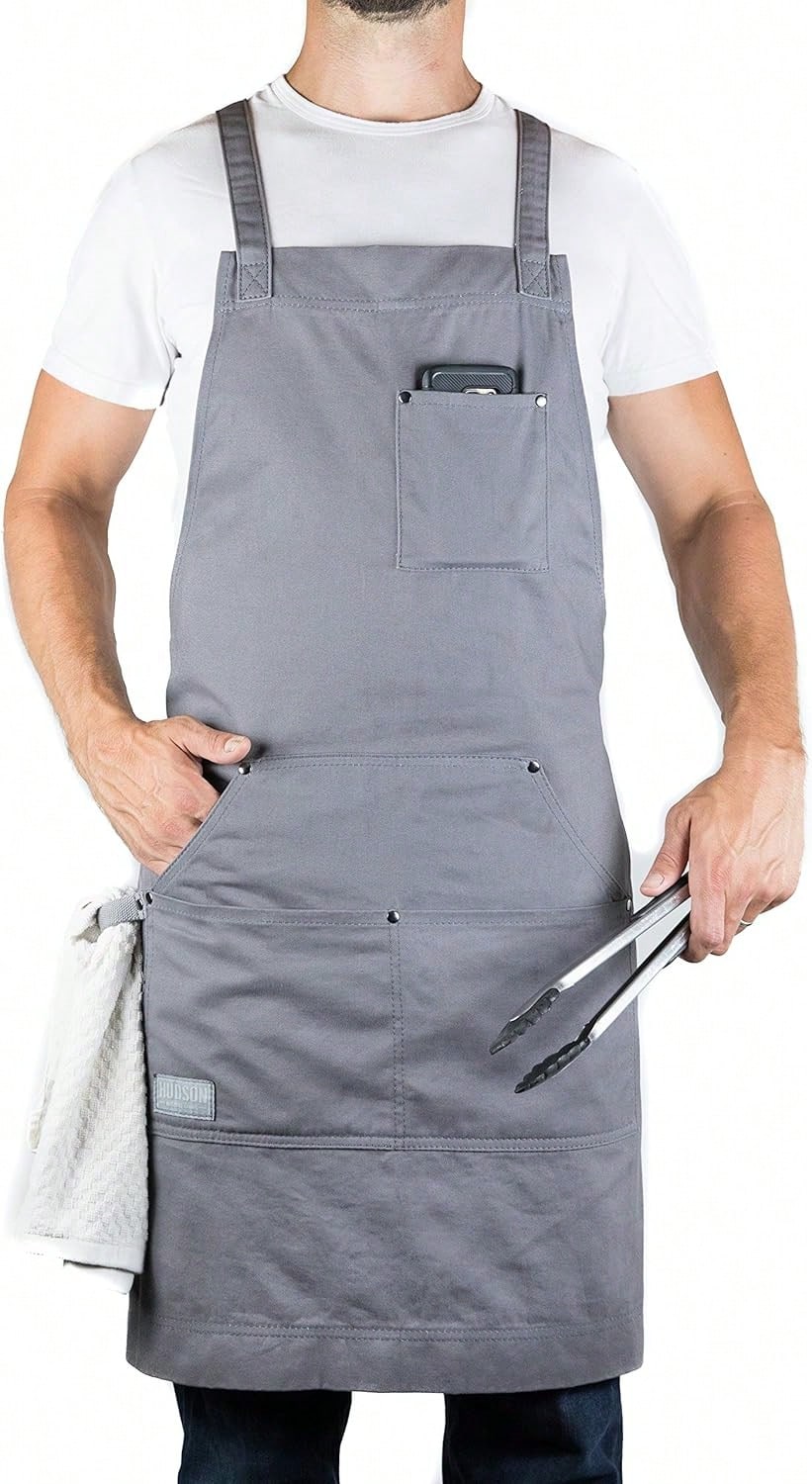 Delantal de chef profesional para cocina, barbacoa y parrilla - Gris Oscuro - Ver 1