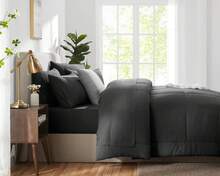 Dark Grey Comforter Full Size 7 Pieces Bed In A Bag Set Dark Grey Comforter Set Bedding Sets Full With All Season Quilted Comforter, Flat Sheet, Fitted Sheet, Pillowcases Dark Gray Full - 深灰色 - 查看 5