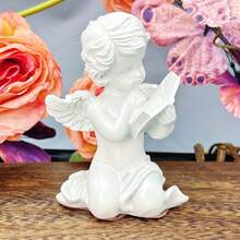 1 pieza, Estatua de ángel pequeño para el jardín, decorada con flores artificiales para paisajismo. Un buen artículo para crear un ambiente artístico y atmosférico en escritorios domésticos. Adecuado para la decoración de escenas florales, un adorno diario. Se puede colocar en la mesa de noche, en el escritorio de la sala de estar, el estudio o en el pasillo de entrada.