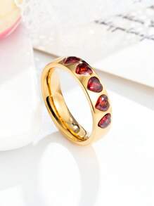 1 Stück eleganter kubischer Zirkonia Herz-förmiger Vollkreis Ring, geeignet für Damen Verlobung/Hochzeit