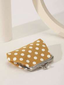 波点完美之选：女士时尚多功能吻锁零钱包、迷你钱包、零钱袋 - 黃色 - 查看 3