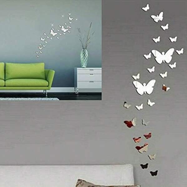 36pcs Acrylic 3D Mirror Wall Sticker, Butterfly Mirror Decals For Living Room, Bedroom, Office