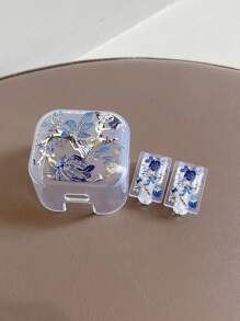 Set de 3 fundas protectoras para cable de datos y cargador, con patrón de flores azules estilo Reino Unido, adecuado para adaptador de carga rápida de 20W de Apple, accesorios de cargador para evitar que se rompa el cable, protector de cargador, accesorios para teléfono