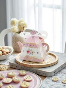 5pcs Tea Party Gift Box, Vintage Floral Teapot Box, Flower Tea Party Gift Box, European Candy Box, Teapot Candy Box, Tea Party Decoration, Suitable For Afternoon Tea Time, Garden, Bride's Wedding, Birthday, Party