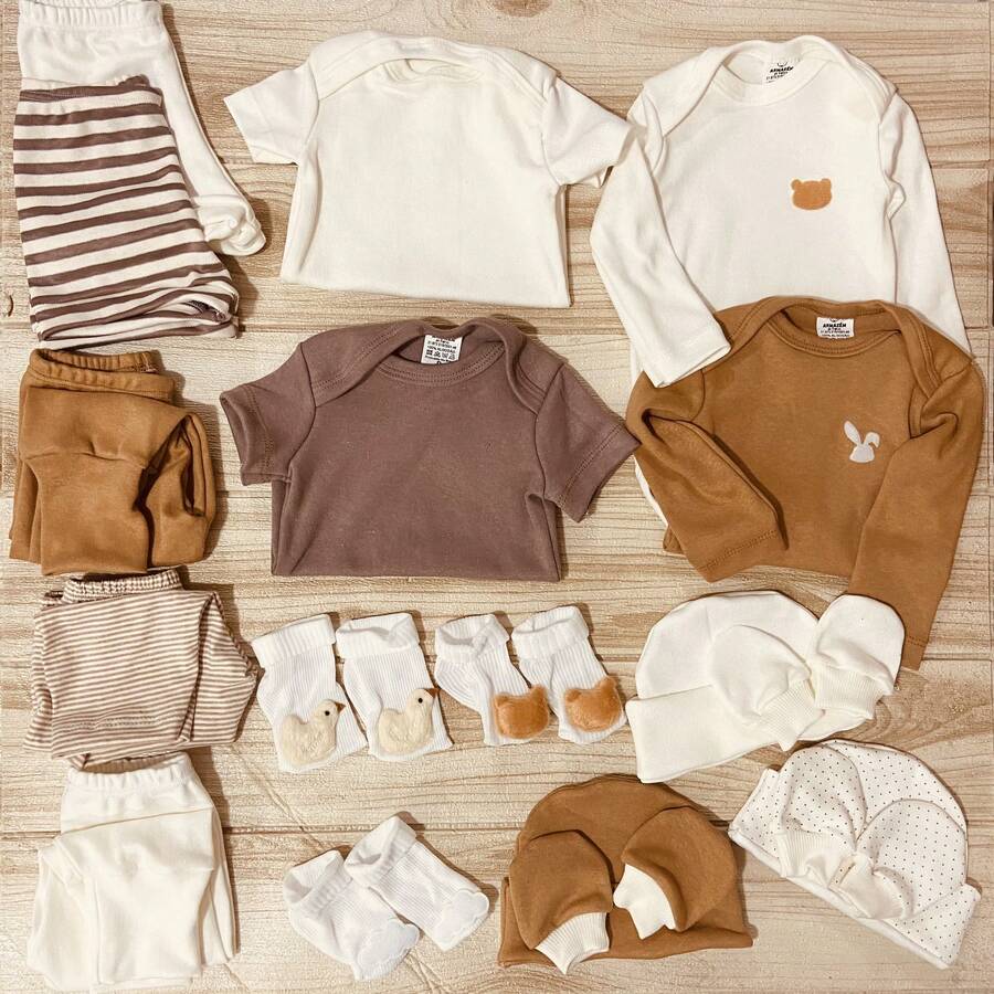 18 Pcs Baby Clothes Maternity Layette Minimalist Neutral Boy Unisex Kit - Boho - 查看 1
