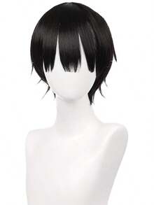Black Short Hanako-Kun Cosplay Wig & 1 Hair Net Cap, For Anime After School: The Darker Side Of The School Theme Costume Party; 33BK - Hanako-kun - View 1