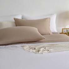 Juego de sábanas de taupe para cama de tamaño completo - Juego de sábana ajustable y fundas de almohada de bolsillo profundo - 4 piezas de sábanas de microfibra suaves y con sistema de enfriamiento para cama doble - Multicolor - Ver 8
