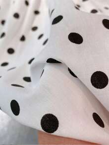 Girls Ruffle Peter Pan Collar Polka Dot Print Long Sleeve Casual Dress, Suitable For Daily Wear, Vacation, Travel, Outing, School, Autumn