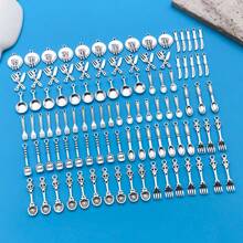 Mix 100 Pieces Of Alloy Antique Silver Tableware Charms Series Pendants Accessories, Suitable For DIY Necklace, Earring, Keychain Jewelry Making Fashion Accessories.