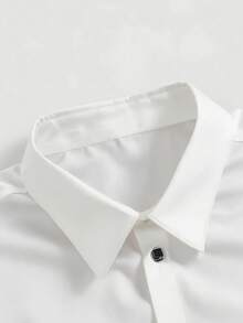 Men's Solid Color Long Sleeve Single-Breasted Casual Commuter Shirt, Basic Long Sleeve Business Shirt, Casual Business Formal Shirt,Fall