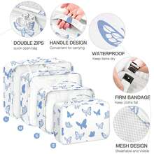 8 Set Travel Essentials, Suitcase Organizer Bags, Packing Cubes, Storage Bag, Travel Organizer Bags, Vacation Essentials, Travel Accessories, Cruise Essentials, Beach Essentials, Purse Essentials, School Supplies, Suitable For Organization And Storage - 藍色蝴蝶 - 查看 4