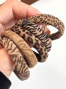 10pcs Leopard Print Versatile Thick Elastic Hair Ties, Hair-Friendly (Random Color), Hair Tie ,Hair Accessories, Ponytail Holders, Hair Elastics, Hair Rubber Bands ,Animal Print ,Gym Sport Outfit ,Hair Rope Head Accessories Elastic Band Holiday Accessories,Travel,Birthday - Multicolor - View 3