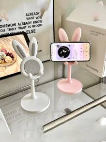 1pc Cute Adjustable Rabbit Shaped Phone Stand, Perfect Desk Decor & Student Companion For Slouchy Time