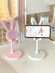 1pc Cute Adjustable Rabbit Shaped Phone Stand, Perfect Desk Decor & Student Companion For Slouchy Time