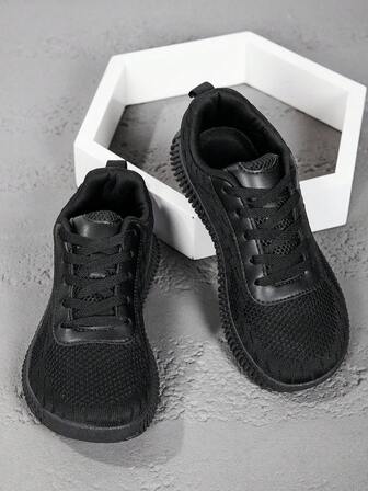 TOLLN 1 Pair Women's Solid Color Casual Sporty Fabric Lace-Up Wide Fit Sneakers, Suitable For Outdoor, Sports, Daily Wear, Spring/Summer