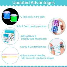 Lanyard String, 20 Rolls Gimp String, Plastic String Lacing Cord, Boondoggle String Kit 1200 Feet And 52Pcs Keychain Lanyards Accessories For Keychain Crafts, Bracelet With Instruction Box - Multicolor - View 8