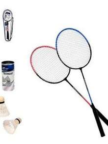 Kit 2 Raquetes Badminton C/ 2 Petecas E Bolsa - A - Visão 1