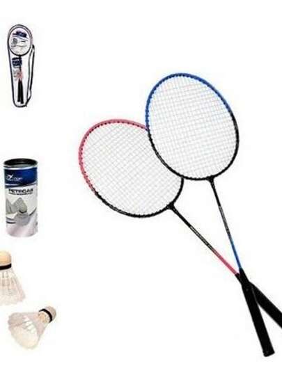 Kit 2 Raquetes Badminton C/ 2 Petecas E Bolsa