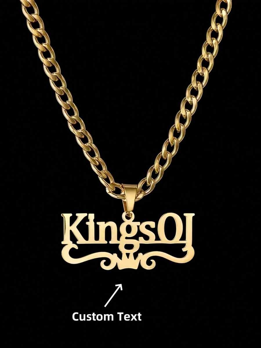 1 件金色玫瑰金复古 18K 镀金个性化名字项链，5 毫米链，男女定制签名项链，316L 不锈钢，无马赛克，非常适合日常佩戴和派对，非常适合万圣节礼物 - 适合所有季节感恩节圣诞节