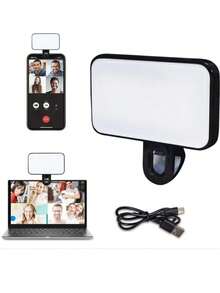 1 Pc LED Fill Light Selfie Light, LED Phone Light With 3 Lighting Mode, Portable Mini Clip-On Fill Light , Makeup, Live Stream, Conference Rechargeable Clip Video/Photos Light For Phone, Camera - Multicolor - View 3