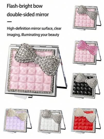 1pc Elegant Bowknot Compact Double-Sided Folding Mirror, Japanese/French Butterfly Design, Cute Princess Style, Portable For Travel, Home & Gift For Friends, Family, Girlfriend, Valentine's Day,Makeup,Cheap,Room Decor,Vanity,Travel,Bedroom,Makeup Accessories,Mirror,Vanity Mirror,Mini Mirror,Compact Mirror,Mirror Small,Hand Mirror,Cheap,Stocking Stuffers,Makeup,Makeup Tools,Cheap Stuff,Gifts,Gifts For Women,Christmas Gifts