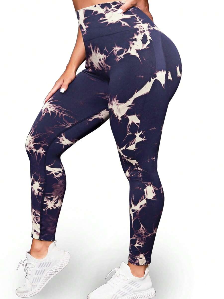 Plus Size Women Seamless High-Waisted Yoga Pants, Oversized Yoga Pants Are Very Fat, Can Be Worn With A High Waist And Nude. They Are 9/10 Plus Size Leggings, Yoga Pants And Leggings Yoga Pants Plus Size Plus Size Gym Clothes Tie-Dye - 藏藍札 - 查看 1