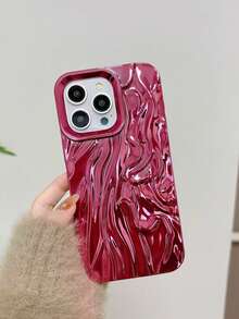 Funda de teléfono minimalista y elegante con acabado electrolítico y textura arrugada - Rosa Fucsia - Ver 1