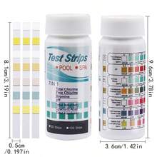 5/6/7in1 50/100 Strips Water Quality Test, Multi-Functional Swimming Pool And SPA Test Strips, Hot Tub Test Strips For Accurately Measuring PH, Hardness, Total Chlorine, Total Alkalinity, Cyanuric Acid And Bromine,Easy To Monitor Pool Water Quality,For Garden Pool Cleaning,For Hot Tubs And Spas - Multicolor - View 7