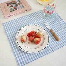 1pc/6pcs Korean Plaid Placemats, Versatile & Minimalist, Suitable For Photo Background, Tableware Decoration