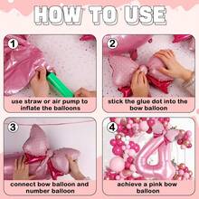 40 Inch Number 0-9 Balloon With Bow Pink Happy Birthday Jumbo Number Balloon For Daughter Birthday Decorations Party Supplies - Multicolor - View 8
