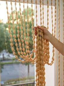 1pc Hanging Yarn Pom Pom Ball Curtain, White, Champagne, Yellow Decorative Door Curtain