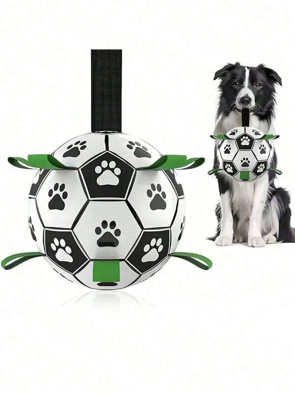 1pc Interactive Dog Soccer Toy With Grabbing Ring, Durable Dog Water Polo, Suitable For Small And Medium Dogs, Indoor And Outdoor, Pet Supplies, Dog Chase Play Toys, Puppy Training Toys