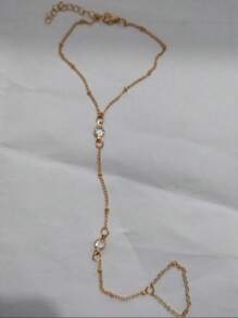 1 peça de anel de dedo do pé com strass de design moderno e novo e tornozeleira com corrente para os pés, joia de praia personalizada para os pés