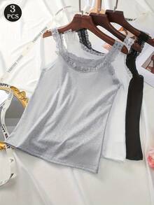 Women's 3-Color Lace Cami Tank Tops Set - Lightweight Sleeveless Stretch Shirts For Everyday Wear - Nhiều màu - Xem 1