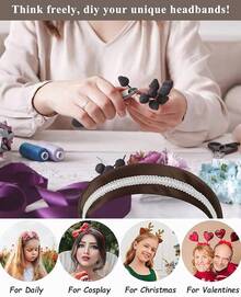 Wecoe Brown Satin Headband Women 1.6 Inch Wide Silk Headband Non Slip Fashion Neutral Colors Plain Hair Band DIY Holiday Hair Accessories For Women Girls Diademas Para Mujer Gifts - 深棕色 - 查看 4