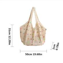Summer Commuting Woven Bag For Women Single Armpit Bag, Fashion Large Capacity Tote Bag, Beach Pearl Hollow Handbag Shoulder Bag