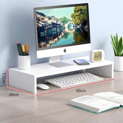 1 giá đỡ màn hình máy tính, giá nâng máy tính để bàn, đế màn hình và giá đỡ laptop, có 2 màu: Trắng/Gỗ tự nhiên. Đây là hộp đựng đồ để bàn kiểu ngăn kéo, vật dụng thiết yếu cho văn phòng và ký túc xá, có thể dùng để lưu trữ và trưng bày đồ dùng trên bàn làm việc. Thích hợp cho bàn học ở ký túc xá, bàn làm việc văn phòng và bàn học của sinh viên, giúp sắp xếp đồ dùng và tối ưu hóa không gian sử dụng.