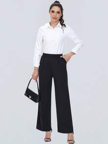 Leftear Women's Athletic Wide-Leg Yoga Trousers – Dress Pants For Work – Office Business Casual Slacks, Lounge Yoga Trousers With Pockets & Casual Sweatpants Wear