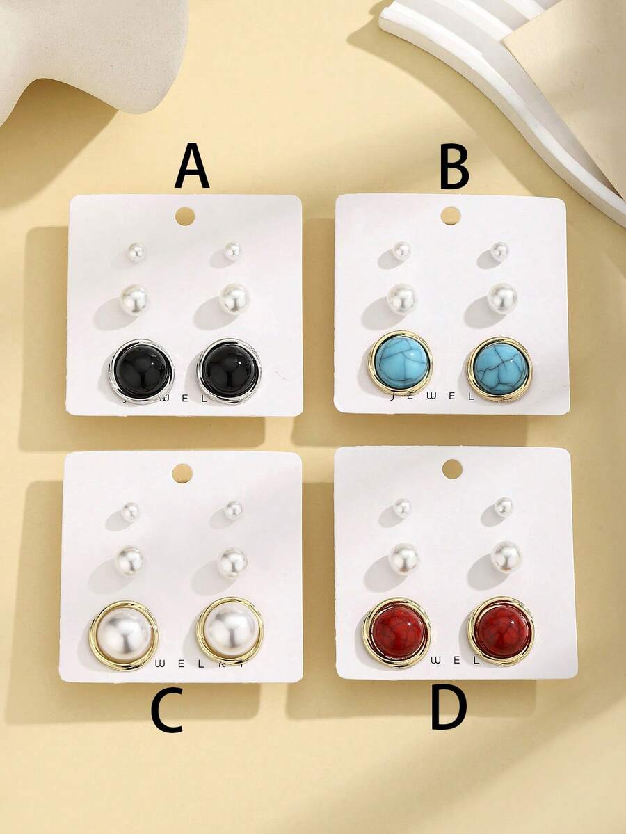 1 件波西米亚风格金属和人造珍珠时尚经典百搭时尚耳环，适合女性日常佩戴、派对、礼物