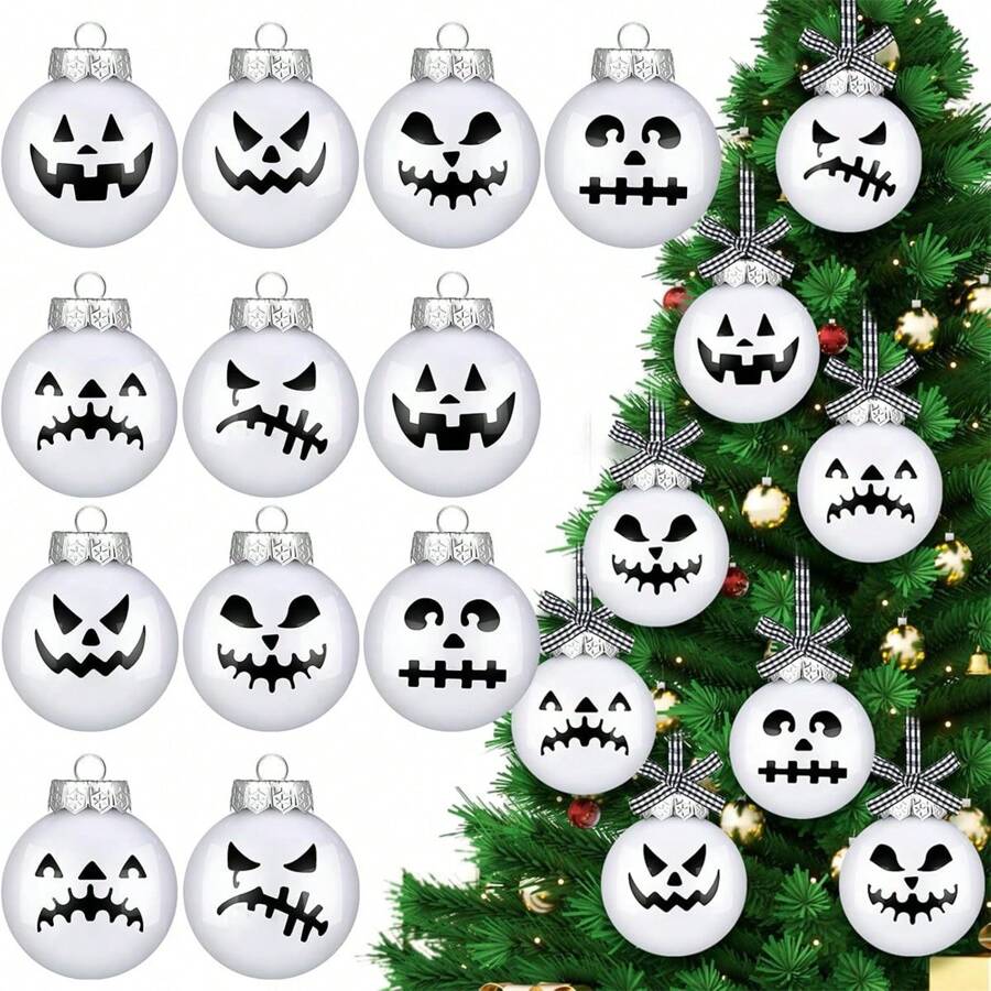 24 Pcs Wooden Halloween Decorations Christmas Tree Decoration Circular Party Atmosphere