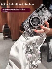 1 pieza Carcasa de teléfono de lujo con placa trasera transparente de acrílico + borde suave de TPU silicona, cobertura total, con cojín de aire en las esquinas, marco electrochapado, película para lente y orificios a prueba de polvo, compatible con iPhone 1 y Galaxy