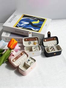1 Stück tragbarer minimalistischer Leder Schmuckorganizer, zum Aufbewahren von Ringen, Halsketten, Ohrringen, Lippenstift, Schmuckaufbewahrung und -präsentation, Geschenkbox für Frauen, Aufbewahrungsorganizer, Reiseutensilien, Rückkehr zur Schule, Schlafsaalaufbewahrung