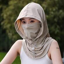 Summer Anti-Sunscreen Hat With Shawl Breathable Silk Pullover Cap Wrap Unisex Beach Cap Outdoor Sports - 白色 - 查看 6