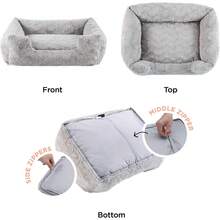 Best Friends By Sheri Lounge Bed Calming Faux Fur Dog Bed, Gray, Large, 36 X 27