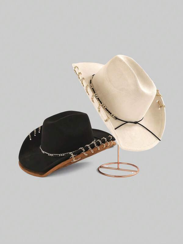 1 pieza Sombrero vaquero de estilo cowboy con forma de gota de agua, con estilo occidental, versátil para usar en todas las estaciones y para el transporte diario
