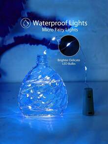 10pcs-Wine Bottle Lights With Cork, String Lights Waterproof Battery Operated For Jar Party Wedding Christmas Festival Bar Decoration, Mini Fairy Lights For Wine Bottle DIY Party, Halloween Decorations, Warm White - Màu xanh lam - Xem 6